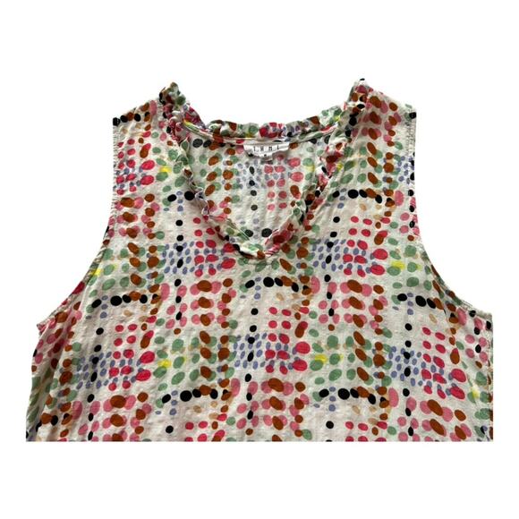 THML Ruffle Peplum Tank Top | M | Multicolor Dot Print | Boho Resort Summer - Picture 3 of 11